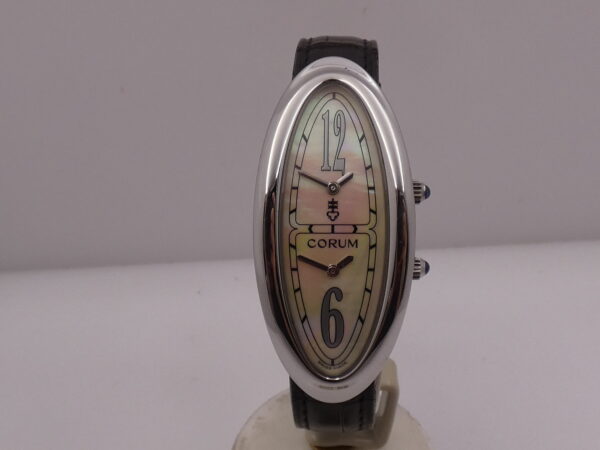 Corum Oval Bi-Time MOP DIAL Dual Crown 137.220.20 Acciaio ANNI 2000 For Ladies