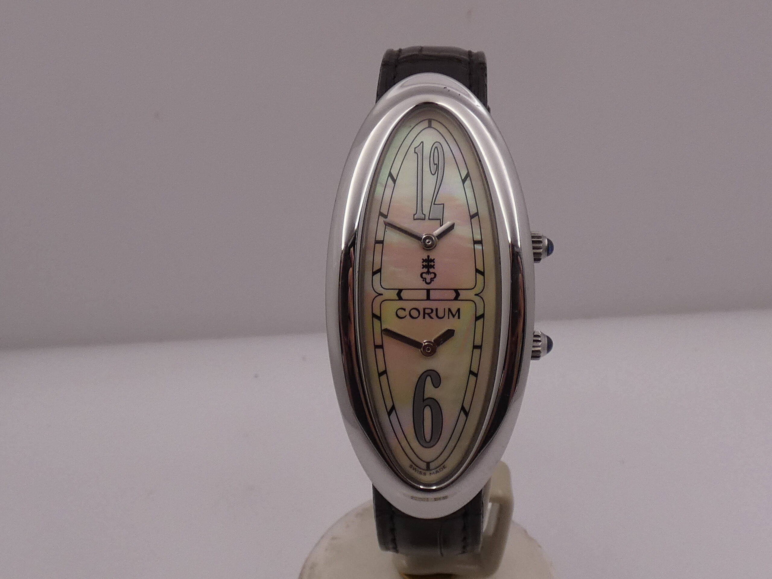 Corum Oval Bi-Time MOP DIAL Dual Crown 137.220.20 Acciaio ANNI 2000 For Ladies - immagine 9