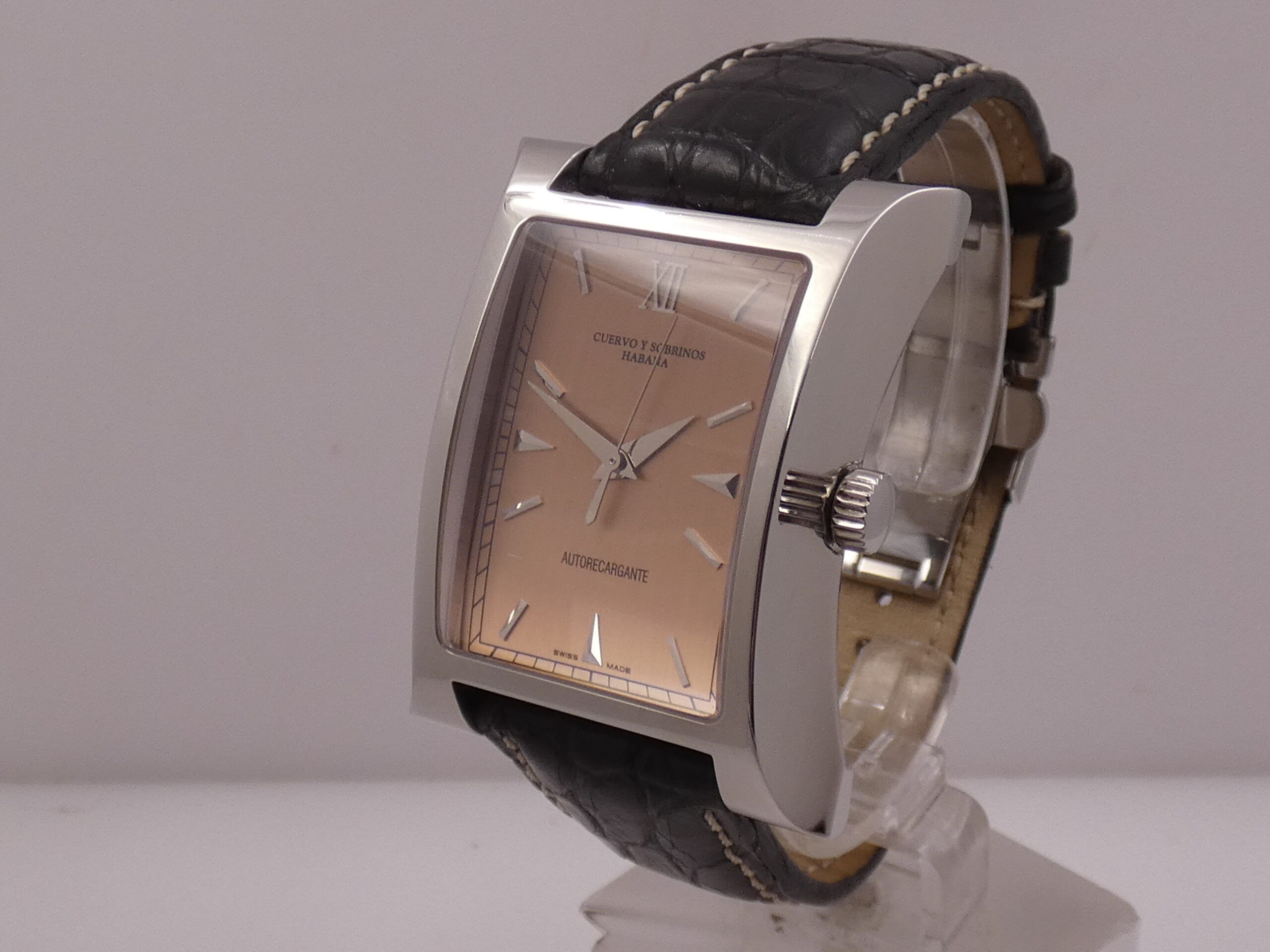 Cuervo y Sobrinos Espléndidos Autorecargante A2412 Oversize Pink Dial TOP CONDITION Acciaio ANNI 2000 - immagine 10