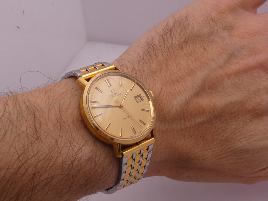 Omega Genève From 1972 Automatic Date 18Kt G.F. TOP CONDITION Ref. 166.763 Braccialato - immagine 9
