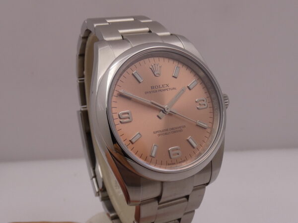 Rolex Oyster Perpetual 34 114200 SALMON DIAL WITH BOX & ROLEX SERVICE Top Condition