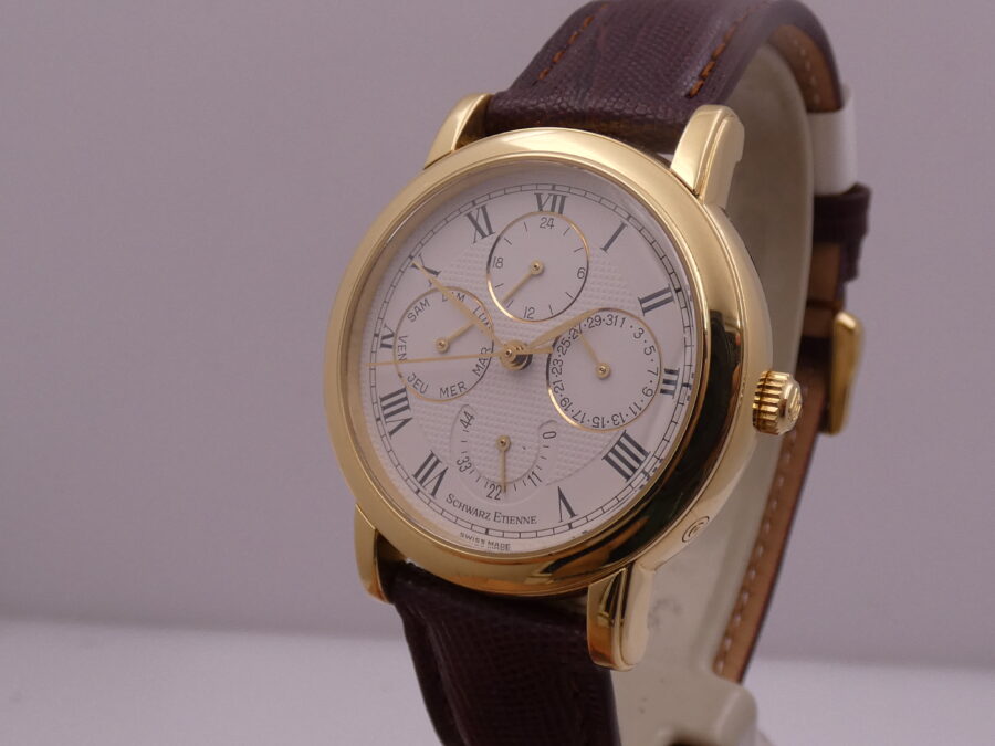 Schwarz Etienne Day Date GMT Oro Massiccio 18Kt WITH BOX TOP CONDITION 710401 Power Reserve Automatico Rotore Oro 21Kt - immagine 10