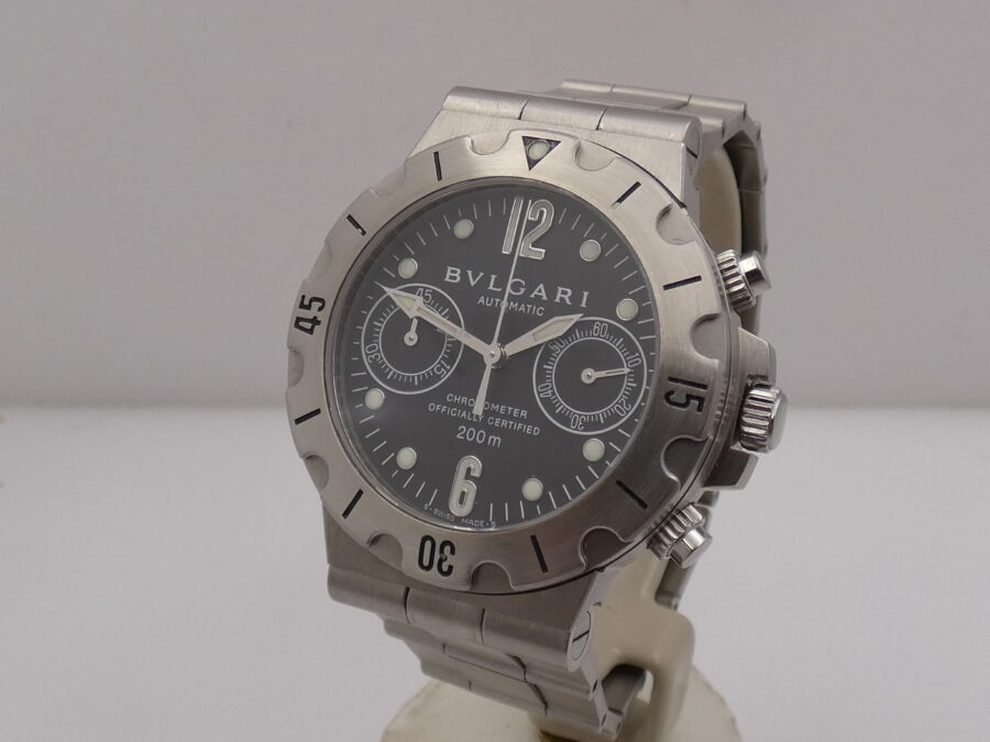 Cronografo Bulgari Diagono Scuba SCB 38 S Automatico Chronometer Acciaio Anni '2000s Braccialato - immagine 9