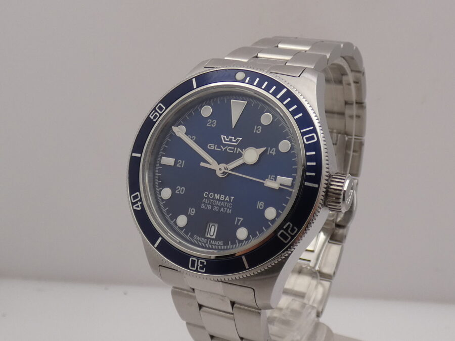 Glycine Combat Sub 36mm BLUE DIAL BOX&PAPERS Automatico Anno 2021 Braccialato - immagine 9
