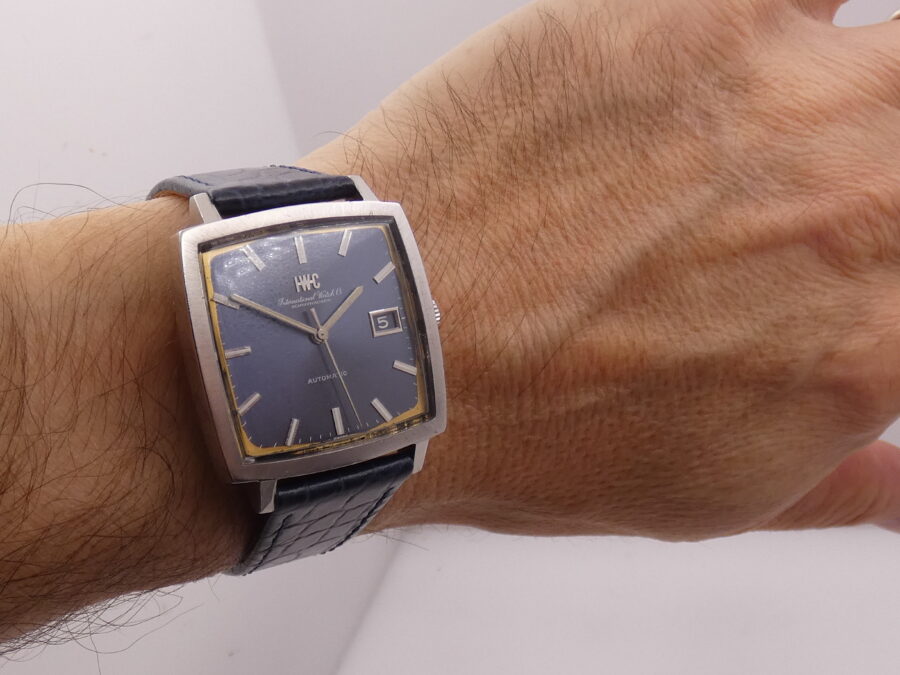 IWC Square 1871 Automatico PELLATON 8541B Blue Dial Anni 70 Acciaio Vintage - immagine 10