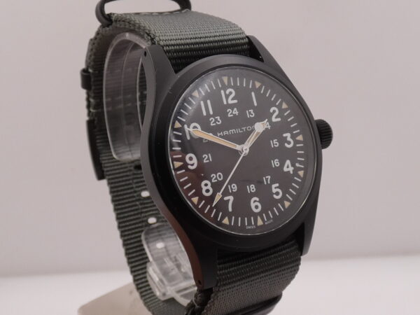 Hamilton Khaki Field Mechanical NEW BOX&PAPERS Carica Manuale Acciaio Black PVD Mai Indossato Ref. H694090