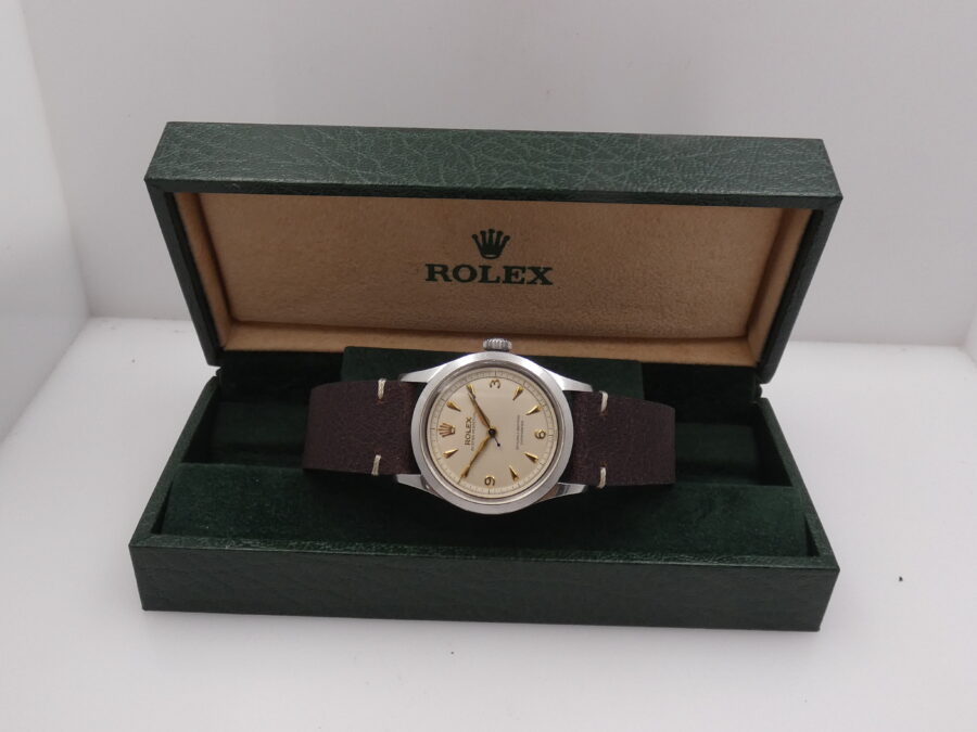 Rolex Oyster Perpetual 34 Rare Oyster Perpetual Big Bubbleback 6332 Ovettone Explorer Dial Automatico ANNO 1963 Acciaio - immagine 10