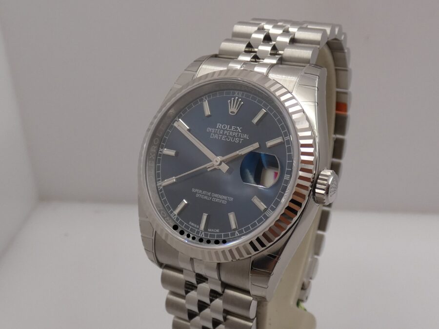 Rolex Datejust 36 Blue Dial 116234 NEW Full Stickers BOX&PAPERS ITALY Anno 2019 Bracciale Jubilee Ghiera Oro Bianco 18Kt Automatico - immagine 10