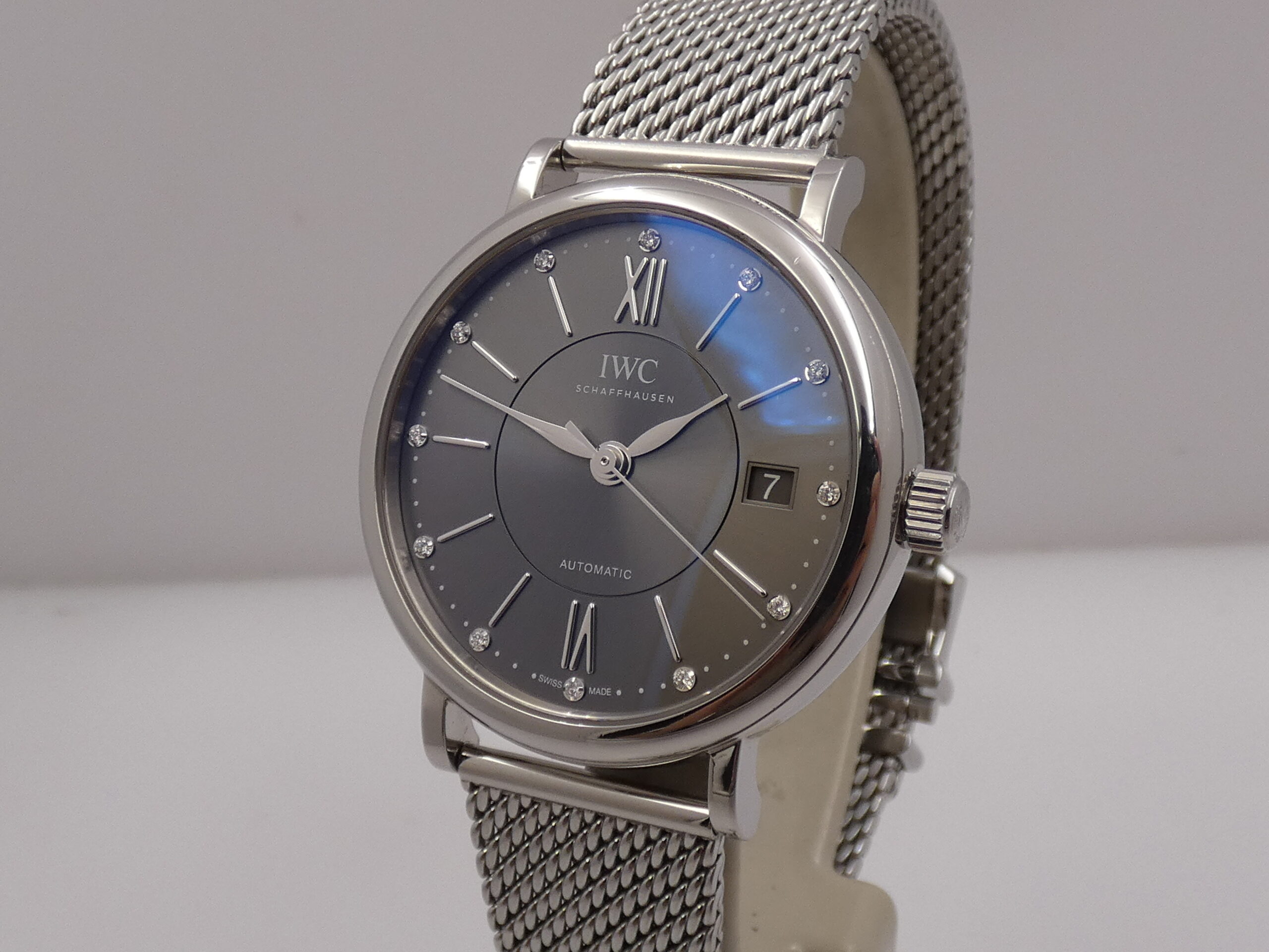 IWC Portofino Automatic 37mm Ardesia DIAMONDS DIAL BOX&PAPERS Anno 2021 IW458110 Bracciale Mesh - immagine 10
