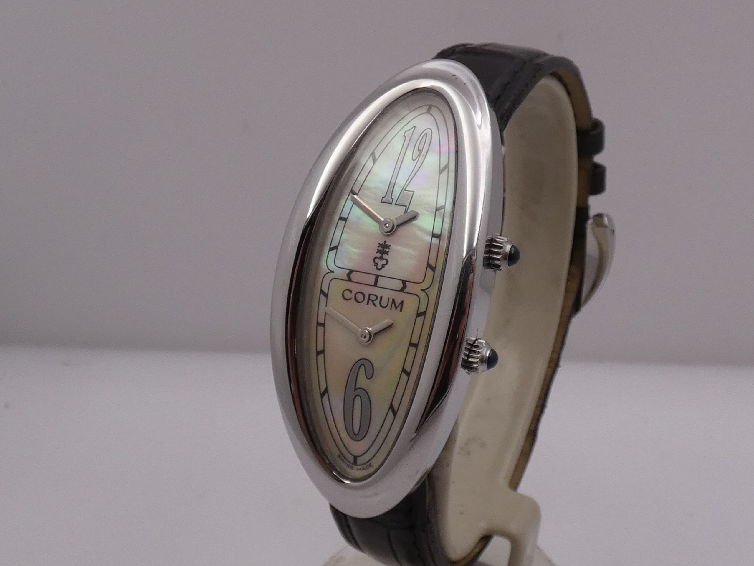 Corum Oval Bi-Time MOP DIAL Dual Crown 137.220.20 Acciaio ANNI 2000 For Ladies - immagine 10