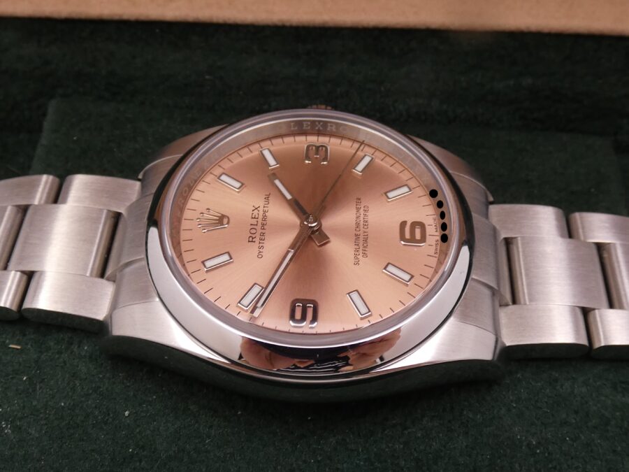 Rolex Oyster Perpetual 34 114200 SALMON DIAL WITH BOX & ROLEX SERVICE Top Condition - immagine 10