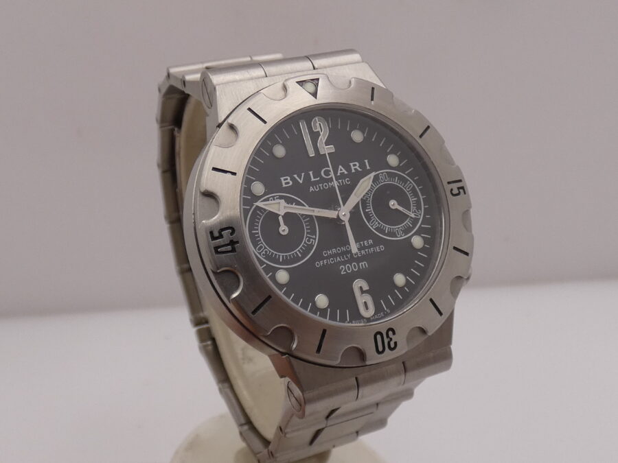 Cronografo Bulgari Diagono Scuba SCB 38 S Automatico Chronometer Acciaio Anni '2000s Braccialato - immagine 10