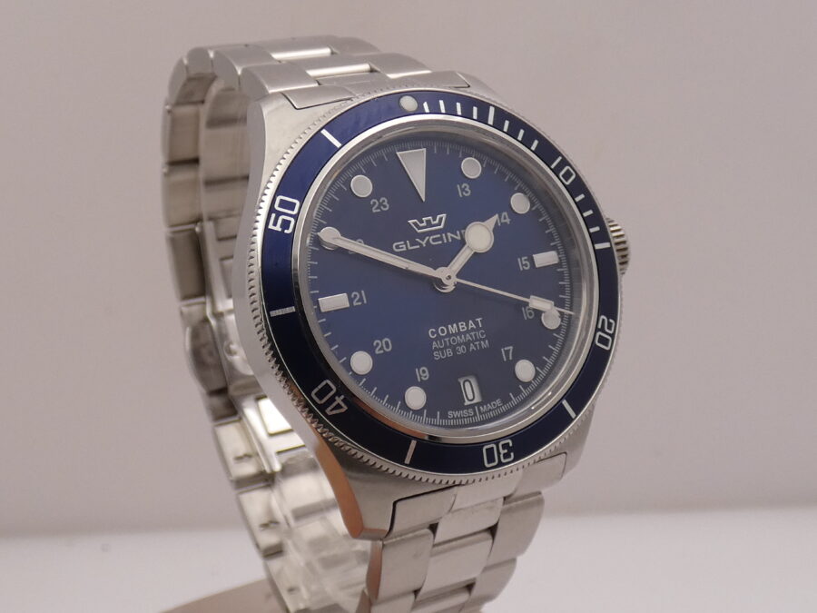 Glycine Combat Sub 36mm BLUE DIAL BOX&PAPERS Automatico Anno 2021 Braccialato - immagine 10