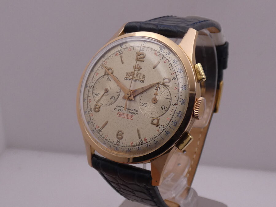 Cronografo Walker Bicompax  Oro Rosa 18Kt Jumbo 38mm Antimagnetico ANNI '50 Carica Manuale Calibro 248 Vintage - immagine 10