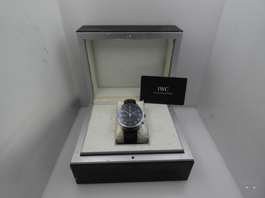 Cronografo IWC Portuguese IW371447 BOX&PAPERS Automatico Anno 2019 Black Dial Acciaio - immagine 11