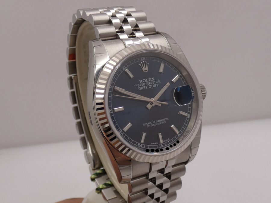 Rolex Datejust 36 Blue Dial 116234 NEW Full Stickers BOX&PAPERS ITALY Anno 2019 Bracciale Jubilee Ghiera Oro Bianco 18Kt Automatico - immagine 11
