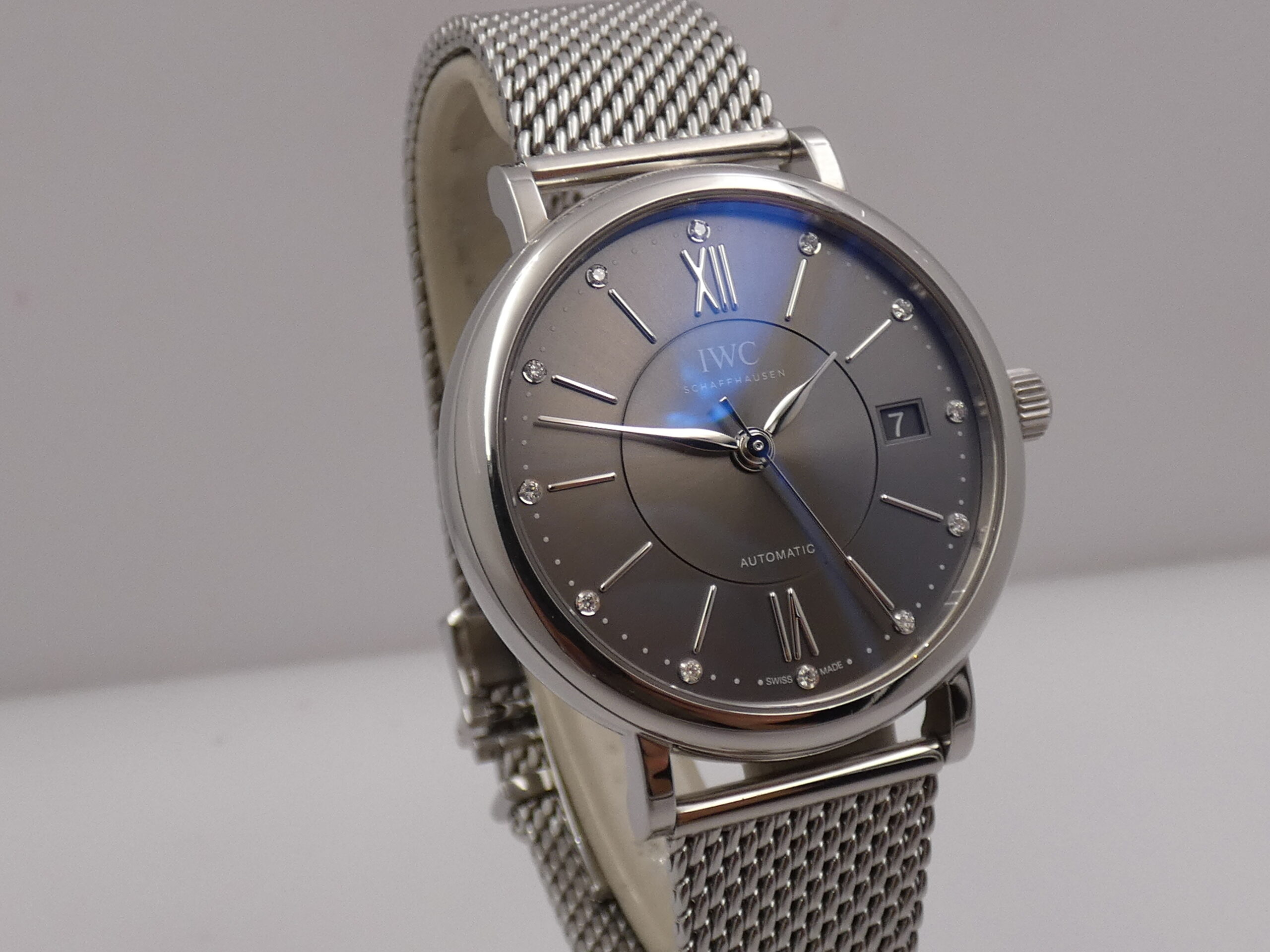 IWC Portofino Automatic 37mm Ardesia DIAMONDS DIAL BOX&PAPERS Anno 2021 IW458110 Bracciale Mesh - immagine 11