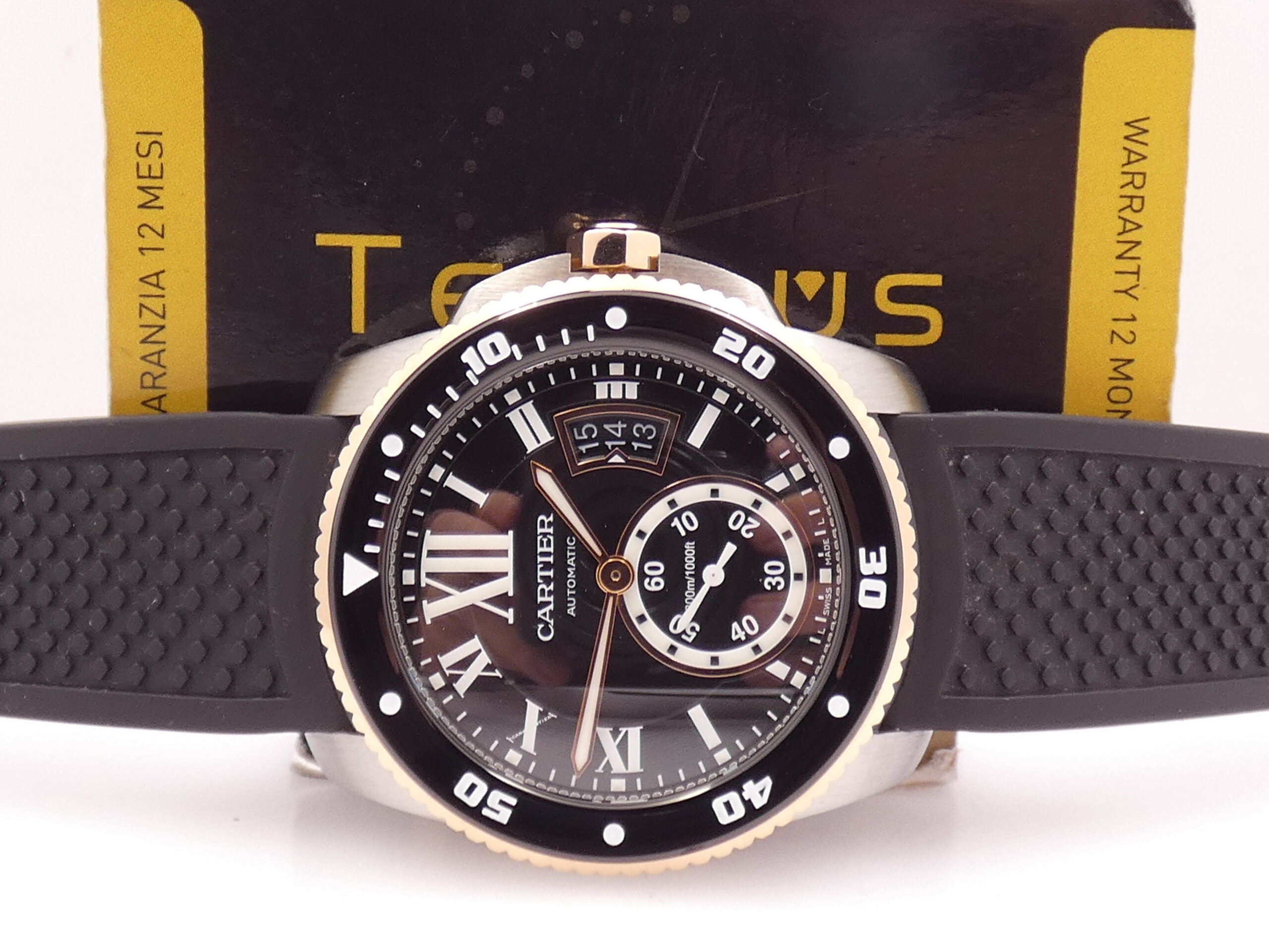 Cartier Calibre de Cartier Diver 3729 Ghiera Oro Rosa 18Kt WITH PAPERS Anno 2016 TOP CONDITION Ghiera Nera in Ceramica Automatico Acciaio - immagine 2