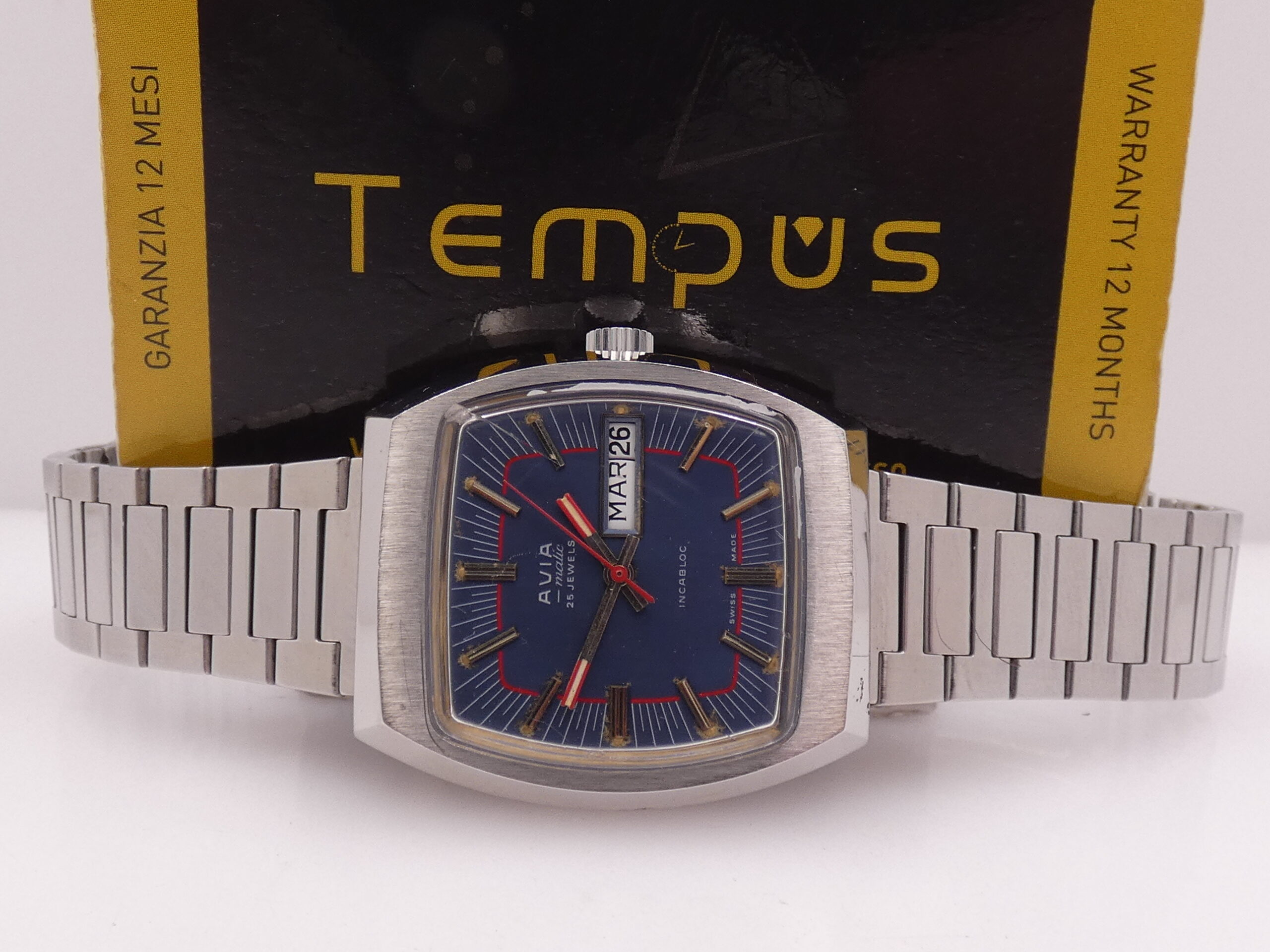 Avia Matic Day-Date ANNI '70 Automatico Acciaio Blue Dial Vintage - immagine 2