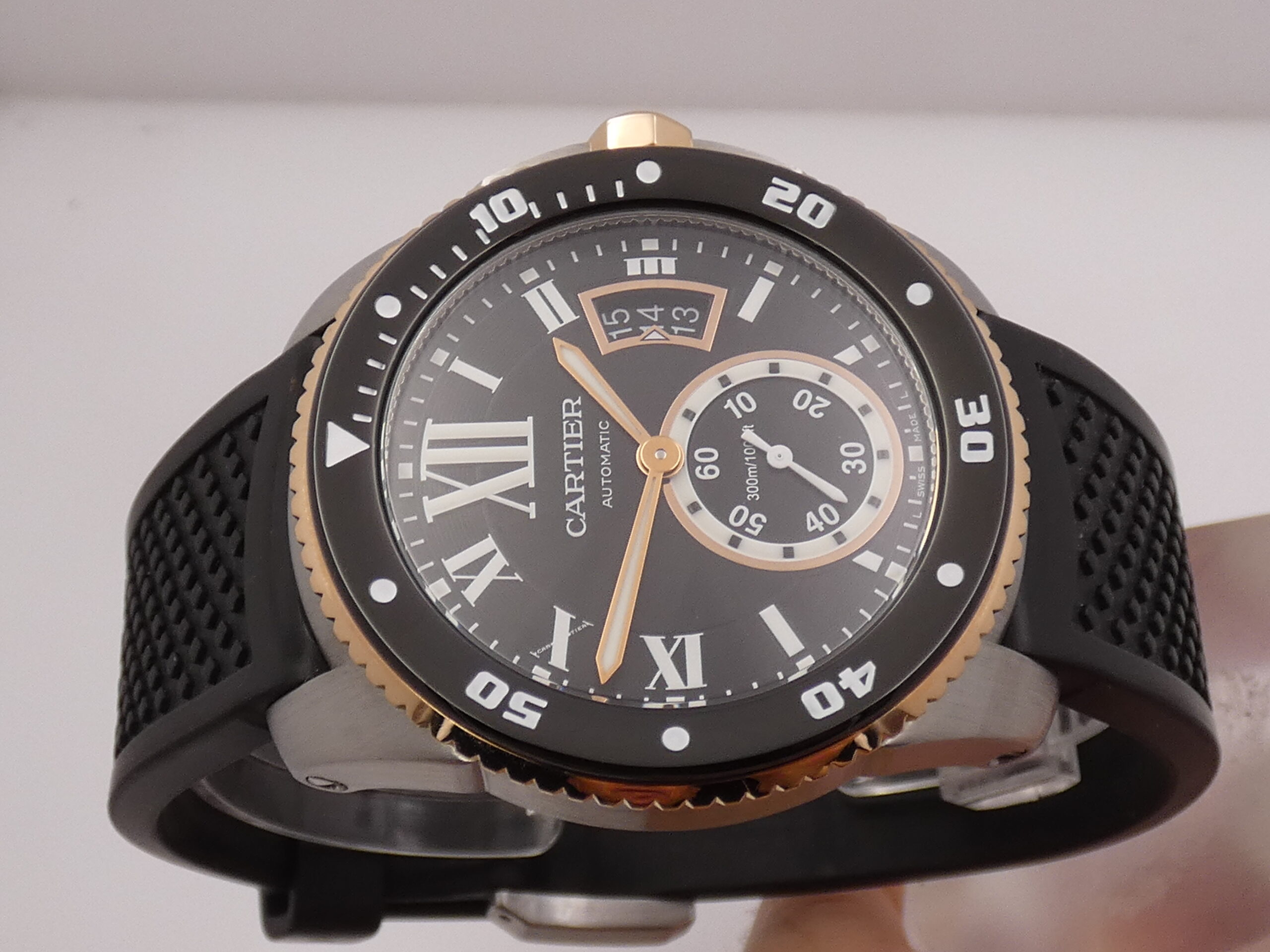 Cartier Calibre de Cartier Diver 3729 Ghiera Oro Rosa 18Kt WITH PAPERS Anno 2016 TOP CONDITION Ghiera Nera in Ceramica Automatico Acciaio