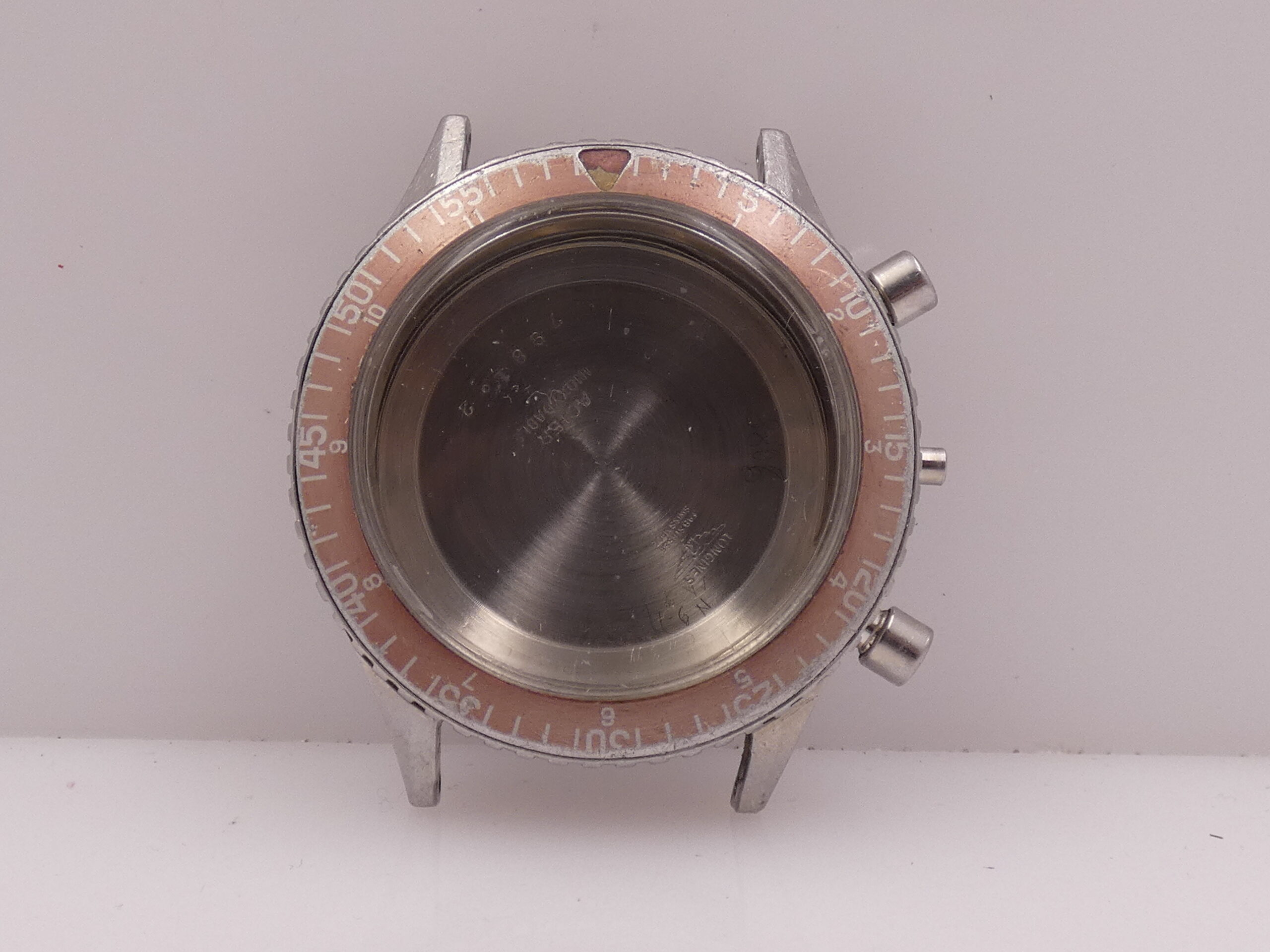 Longines CASSA COMPLETA Big Eye Skin Diver Cronografo 7981-2 FADED BEZEL Vintage Movimento 30CH Acciaio