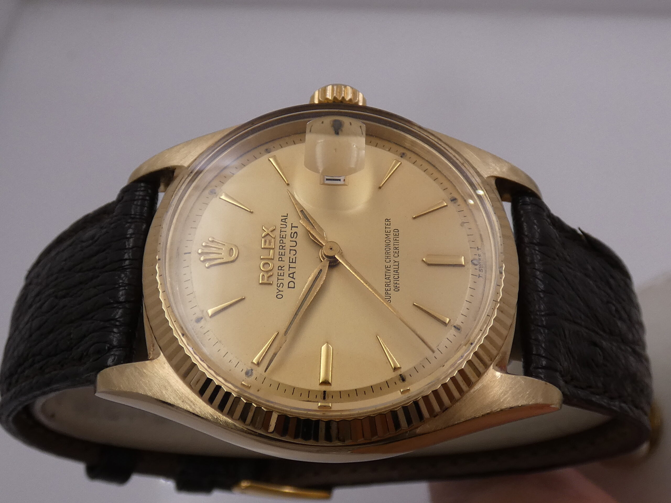 Rolex Datejust 36 6605 Oro Massiccio 18Kt ANNO 1973 Automatic Butterfly Rotor Vintage Watch