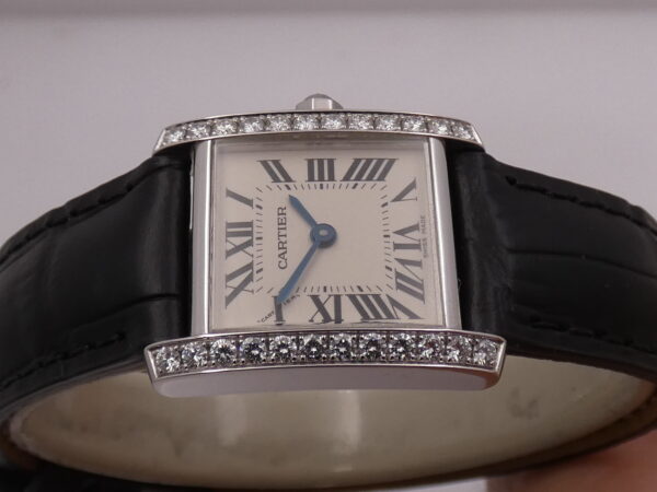 Cartier Tank Française 2403 Lady Oro Bianco 18Kt With Factory Diamonds ANNI '2000s Wonderful
