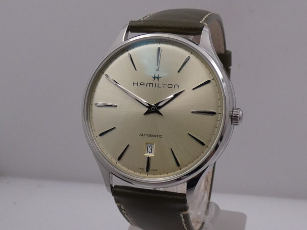 Hamilton Jazzmaster Thinline NEW BOX&PAPERS Light Green Soleil Dial Automatico Acciaio Ref. H385250