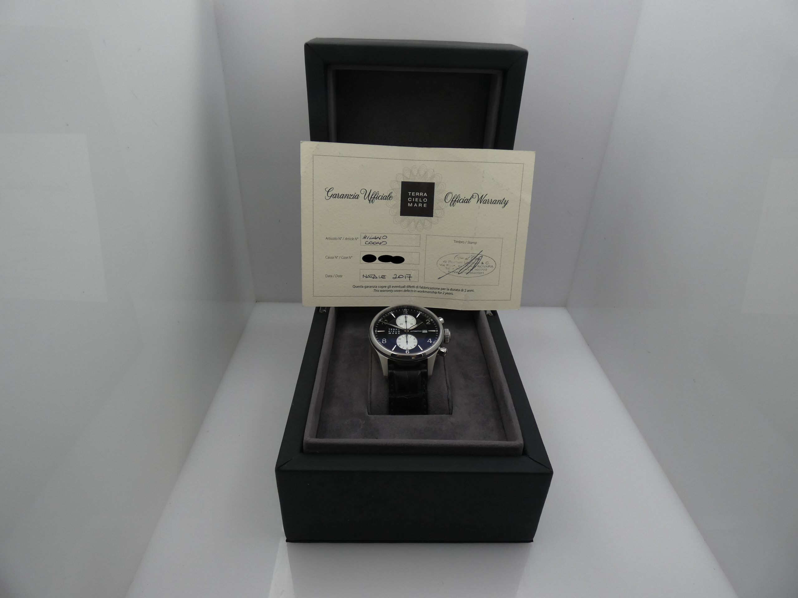 Cronografo TCM Terra Cielo Mare Milano BOX&PAPERS ANNO 2017 LIKE NEW Automatico Acciaio - immagine 10