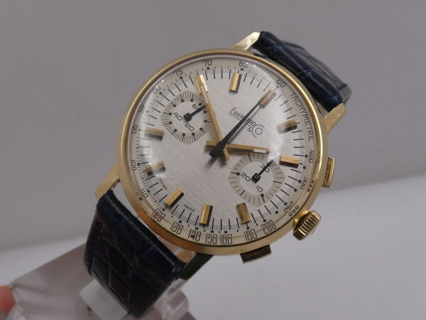 Cronografo Eberhard & Co. Bicompax 31007 Oro Massiccio 18Kt Anni 70's Carica Manuale Vintage