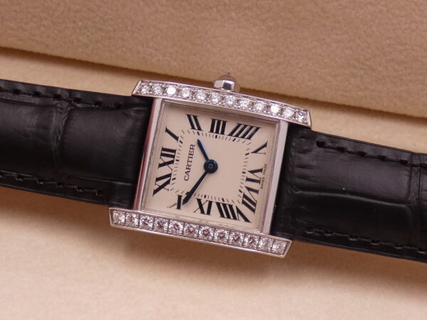 Cartier Tank Française 2403 Lady Oro Bianco 18Kt With Factory Diamonds ANNI '2000s Wonderful