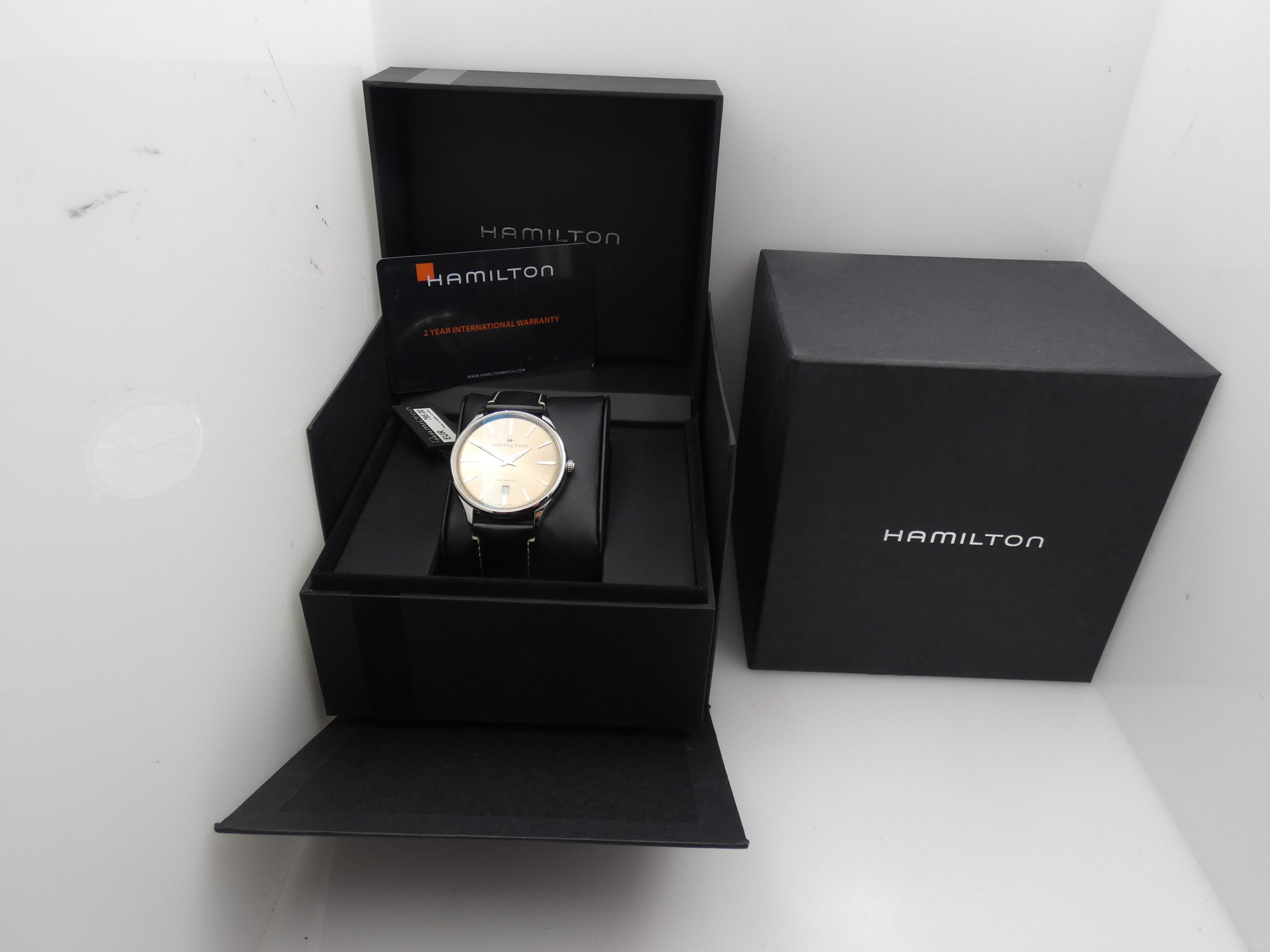 Hamilton Jazzmaster Thinline NEW BOX&PAPERS Beige Soleil Dial Automatico Acciaio Ref. H385250 - immagine 13