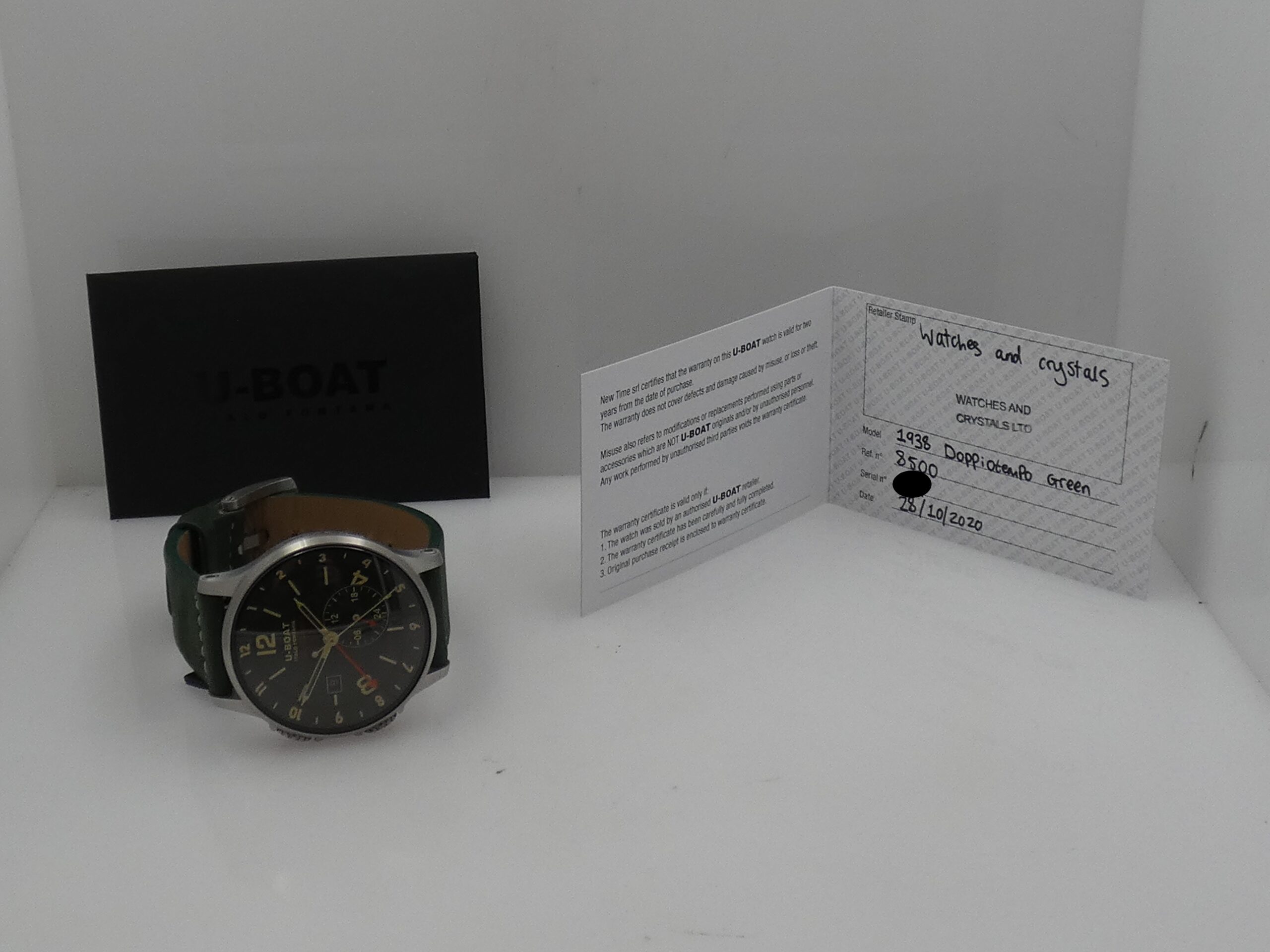 U-Boat Italo Fontana 1938 Doppiotempo Green GMT 8500 Automatico With PAPERS Anno 2020 Dual Crown - immagine 13