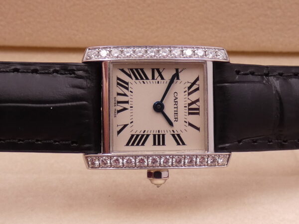 Cartier Tank Française 2403 Lady Oro Bianco 18Kt With Factory Diamonds ANNI '2000s Wonderful