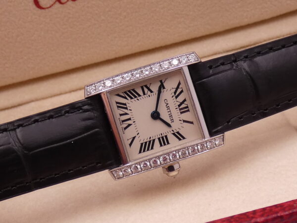 Cartier Tank Française 2403 Lady Oro Bianco 18Kt With Factory Diamonds ANNI '2000s Wonderful