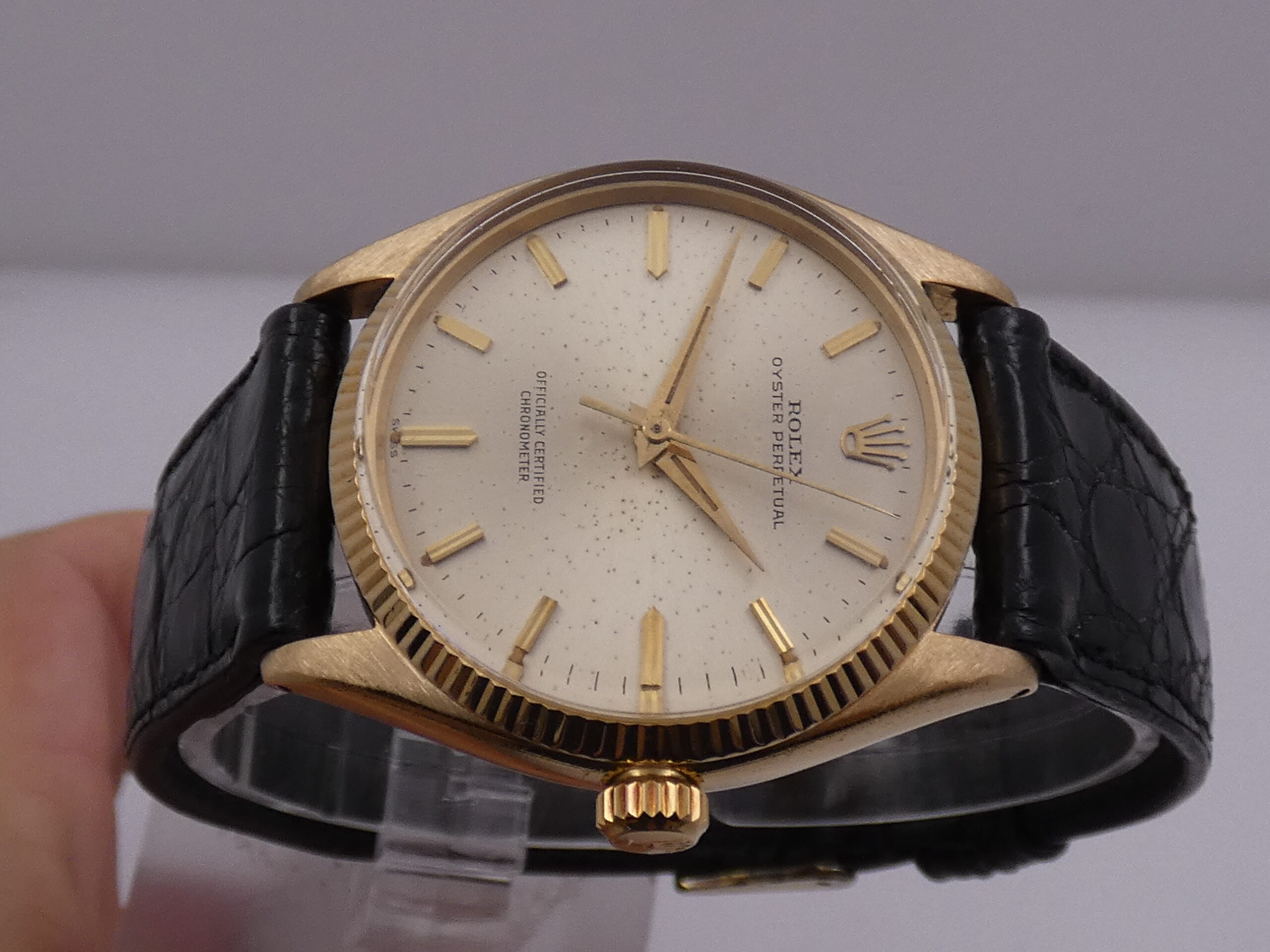 Rolex Oyster Perpetual 34 6567 Oro Massiccio 18Kt ANNO 1968 Rotore Butterfly Automatico Vintage - immagine 4