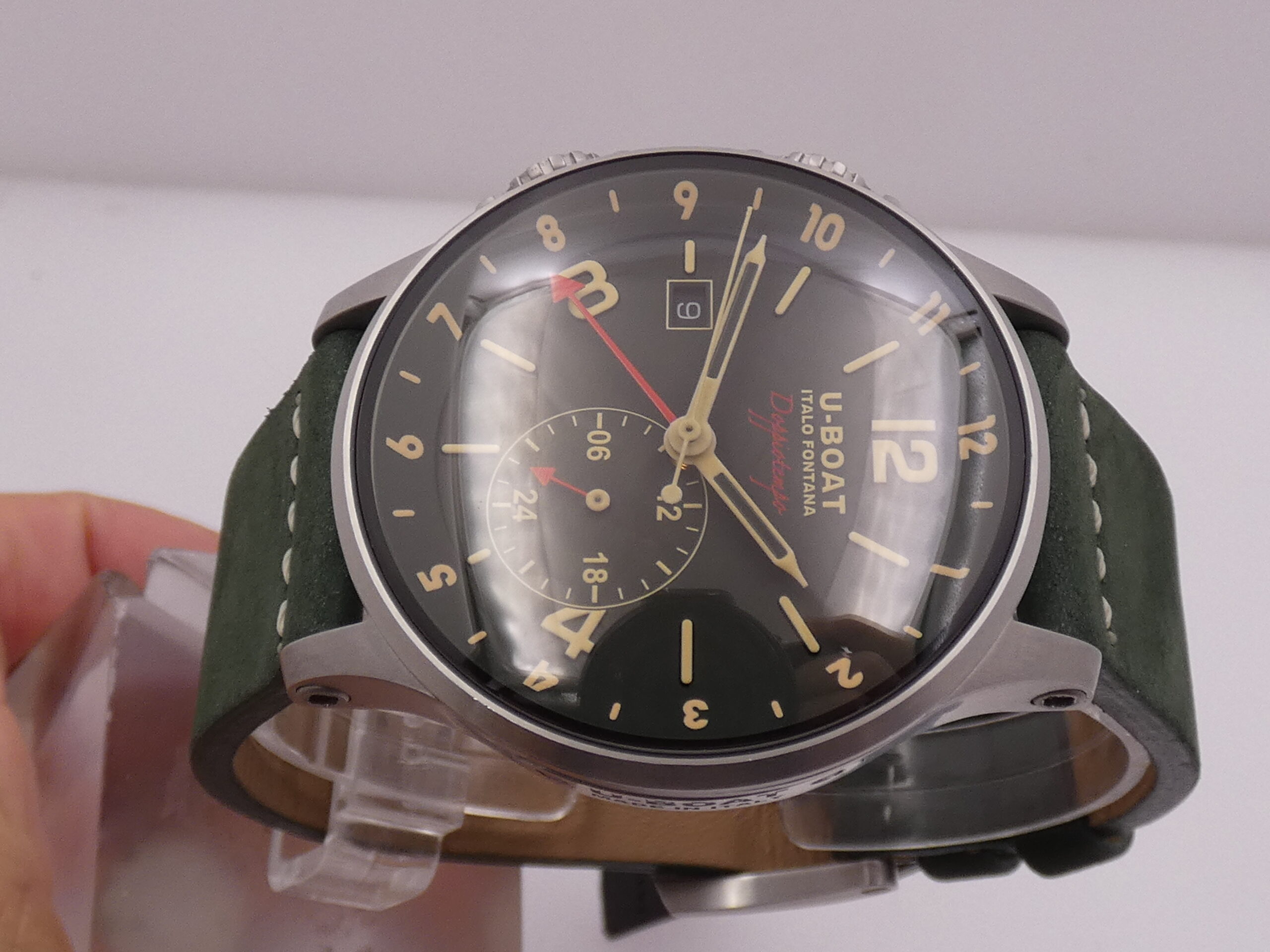 U-Boat Italo Fontana 1938 Doppiotempo Green GMT 8500 Automatico With PAPERS Anno 2020 Dual Crown - immagine 4