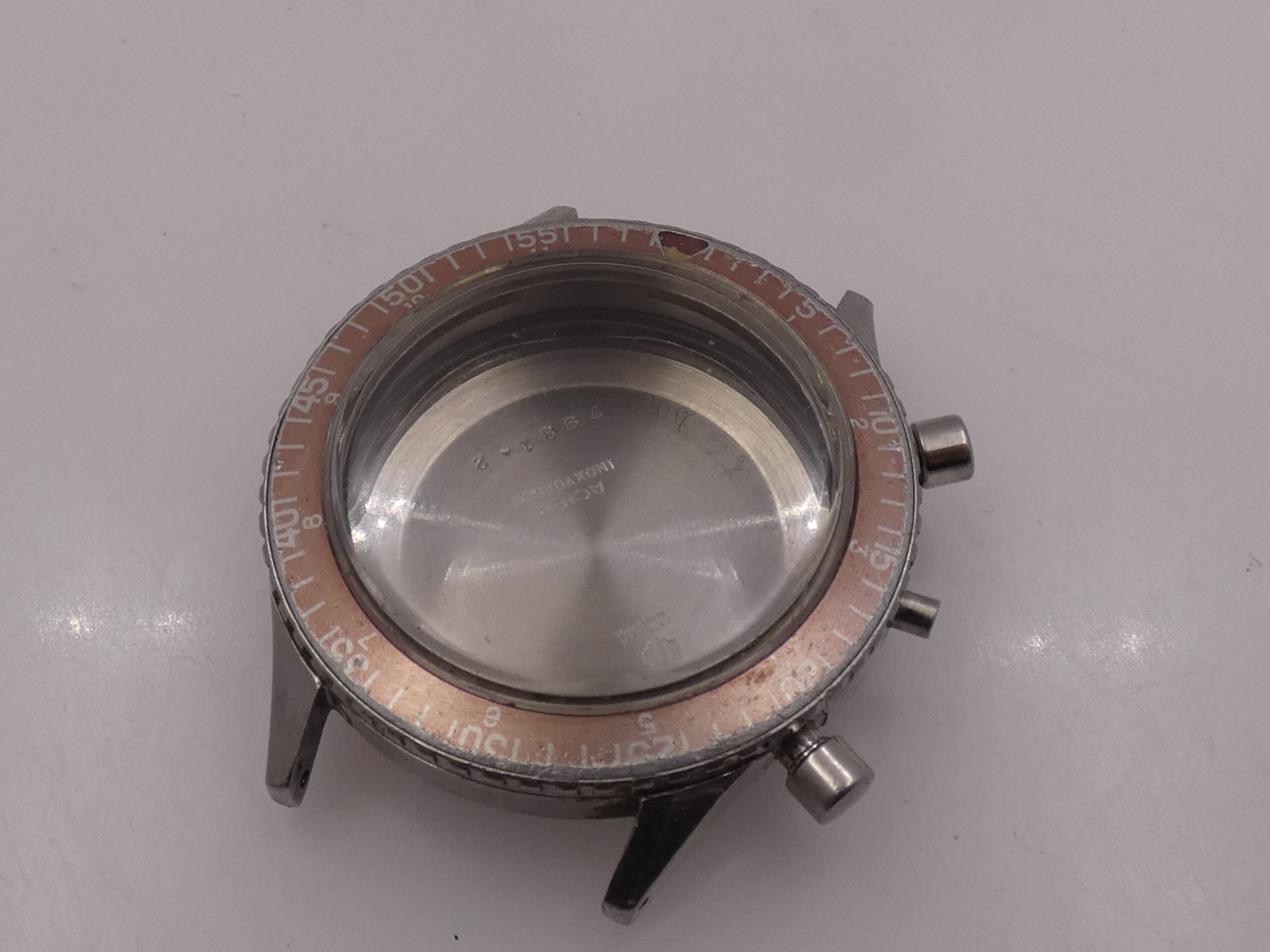 Longines CASSA COMPLETA Big Eye Skin Diver Cronografo 7981-2 FADED BEZEL Vintage Movimento 30CH Acciaio - immagine 2