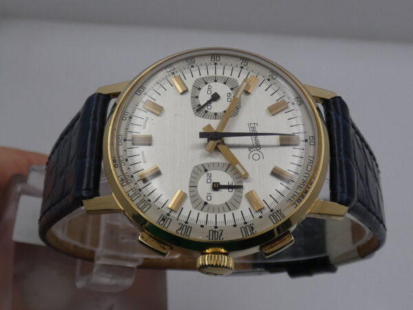 Cronografo Eberhard & Co. Bicompax 31007 Oro Massiccio 18Kt Anni 70's Carica Manuale Vintage