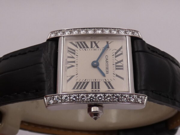 Cartier Tank Française 2403 Lady Oro Bianco 18Kt With Factory Diamonds ANNI '2000s Wonderful