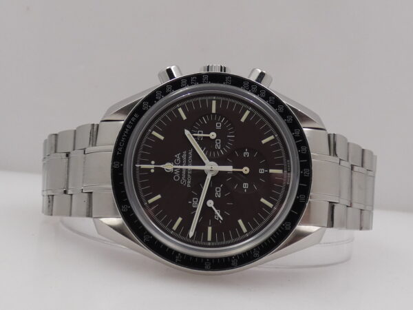 Cronografo Omega Speedmaster Professional Moonwatch CHOCOLATE BOX PAPERS & TAG PRICE Anno 2011 Manuale Acciaio BRACCIALATO