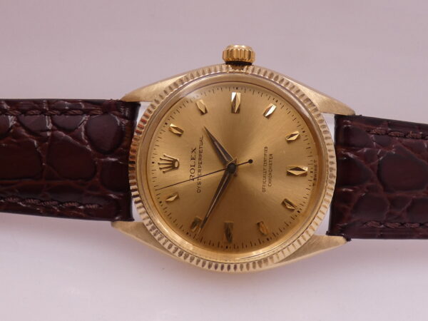 Rolex Oyster Perpetual 34 6567 Oro 14Kt Automatico Rotore a Farfalla ANNI 50 Vintage