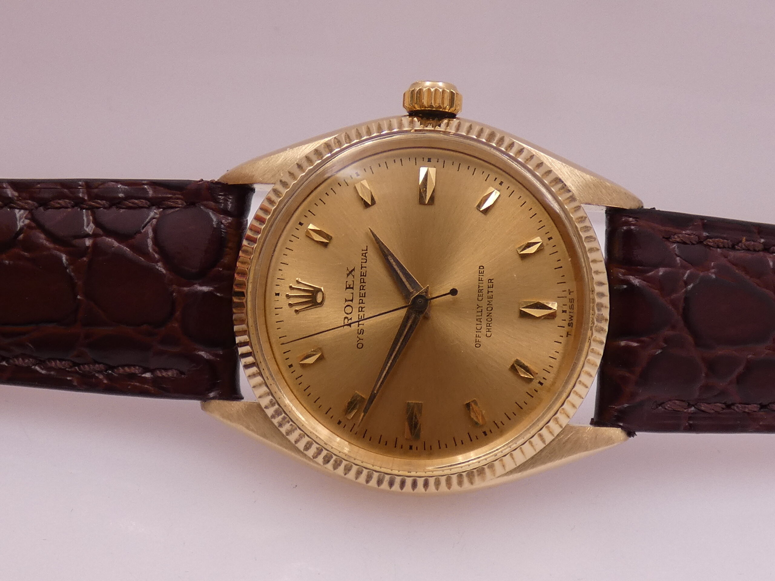 Rolex Oyster Perpetual 34 6567 Oro 14Kt Automatico Rotore a Farfalla ANNI 50 Vintage - immagine 5