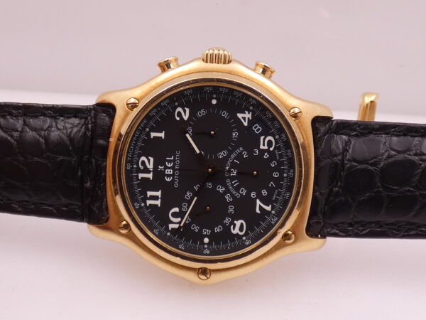Cronografo Ebel Le Modulor 1911 Oro Massiccio 18Kt Automatico Chronometer '90s Black Dial 8137241