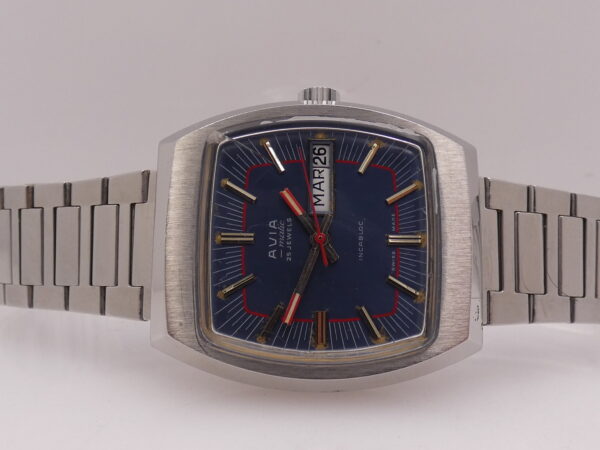 Avia Matic Day-Date ANNI '70 Automatico Acciaio Blue Dial Vintage