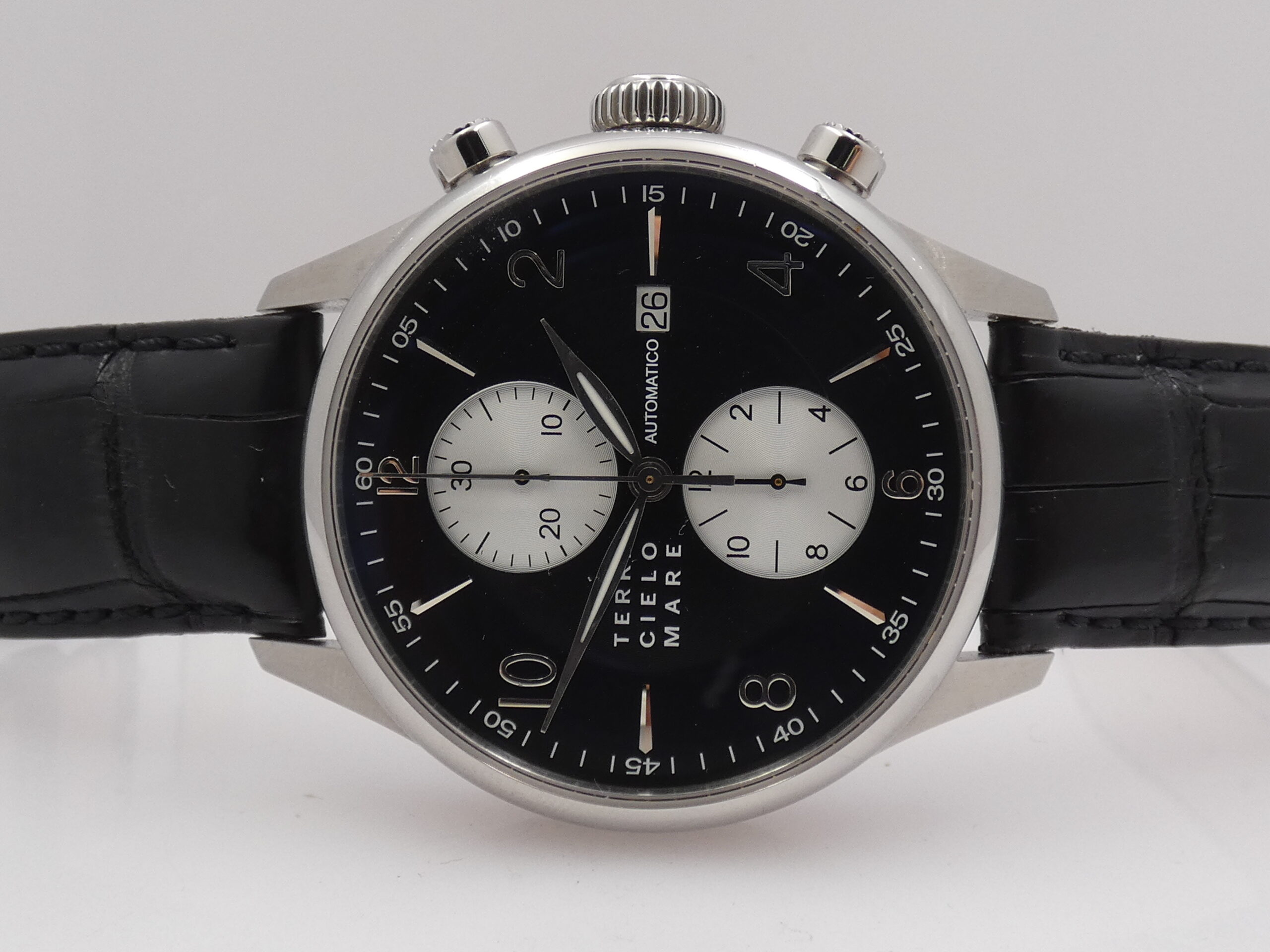 Cronografo TCM Terra Cielo Mare Milano BOX&PAPERS ANNO 2017 LIKE NEW Automatico Acciaio - immagine 3