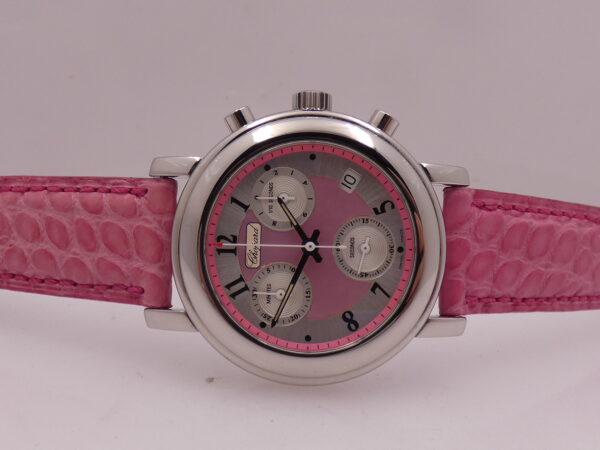 Cronografo Chopard Mille Miglia 12/8900 33mm PINK M.O.P. DIAL TOP CONDITION For Ladies EDIZIONE LIMITATA DI 2000PZ AL MONDO Elton John Aids Foundation