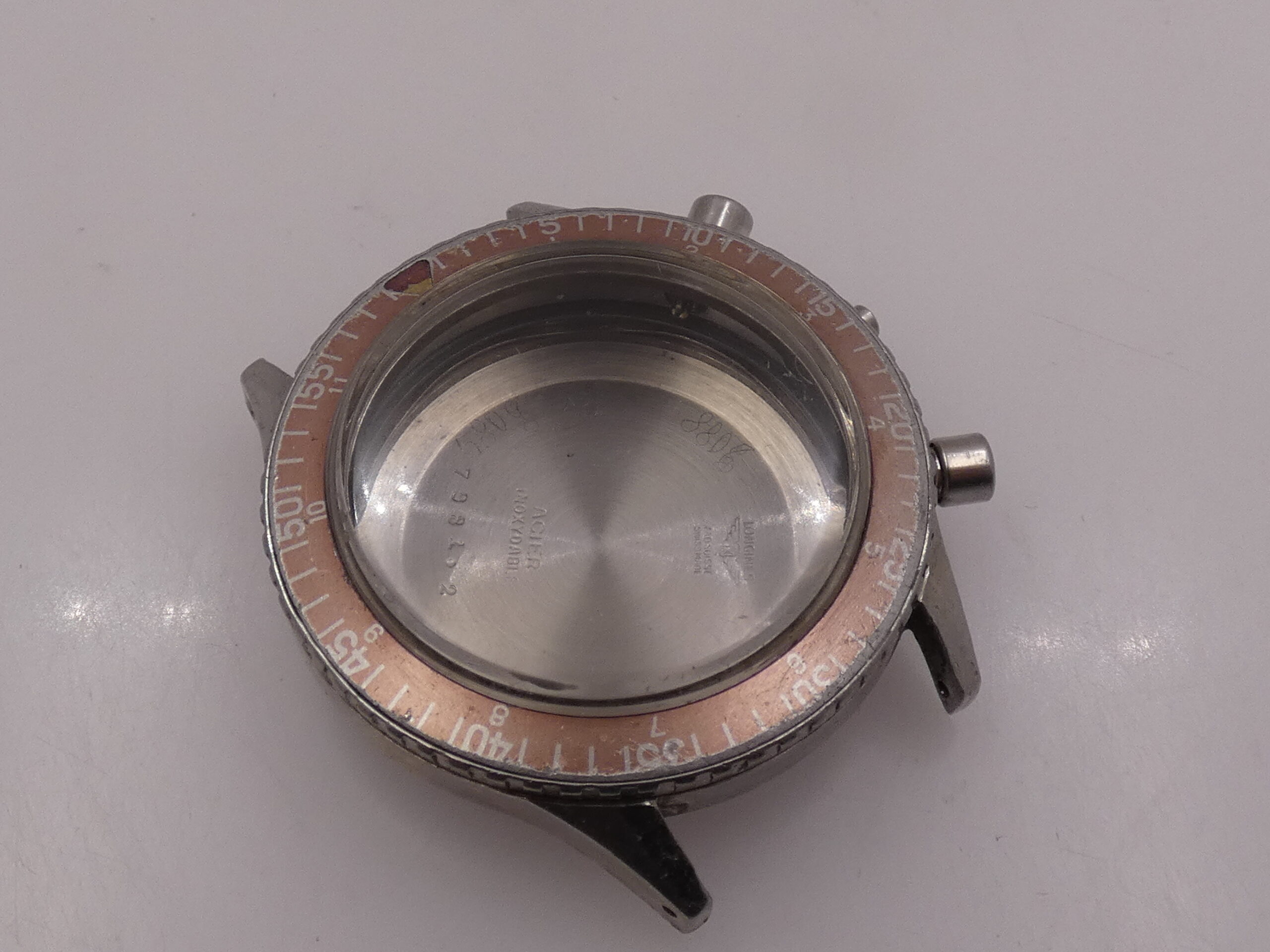 Longines CASSA COMPLETA Big Eye Skin Diver Cronografo 7981-2 FADED BEZEL Vintage Movimento 30CH Acciaio - immagine 3