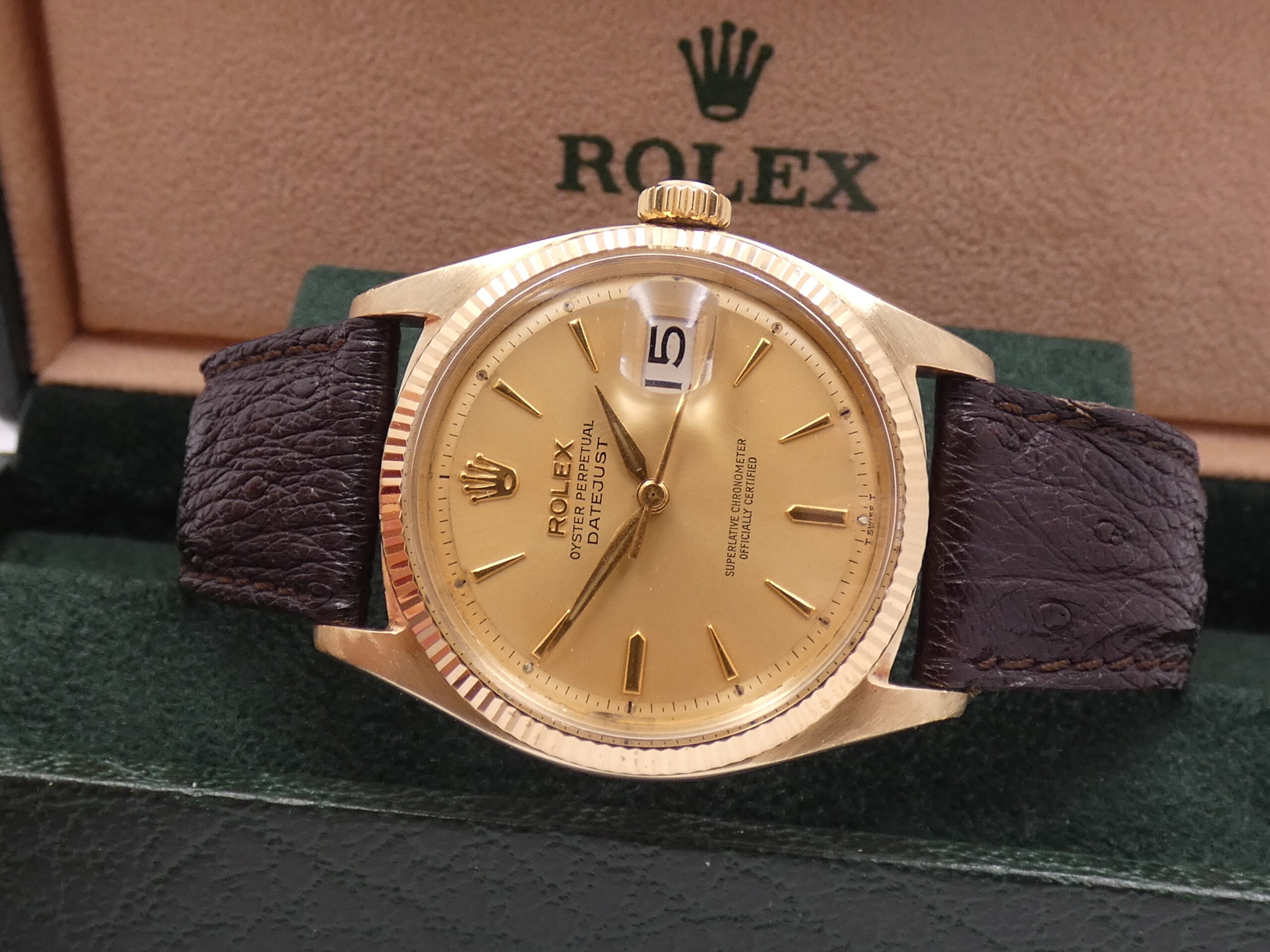 Rolex Datejust 36 6605 Oro Massiccio 18Kt ANNO 1973 Automatic Butterfly Rotor Vintage Watch - immagine 5