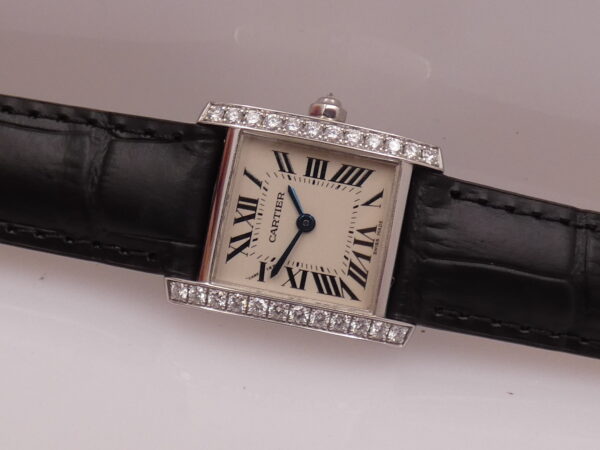 Cartier Tank Française 2403 Lady Oro Bianco 18Kt With Factory Diamonds ANNI '2000s Wonderful